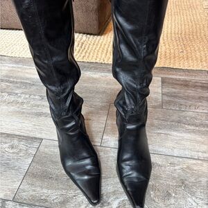 Black Faux Leather Women's Boots